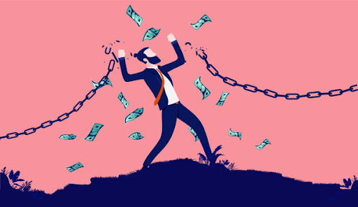 source:https://www.istockphoto.com/vector/financial-freedom-businessman-man-breaking-chains-to-escape-poverty-and-money-gm1306480700-397047210?phrase=financial+freedom
